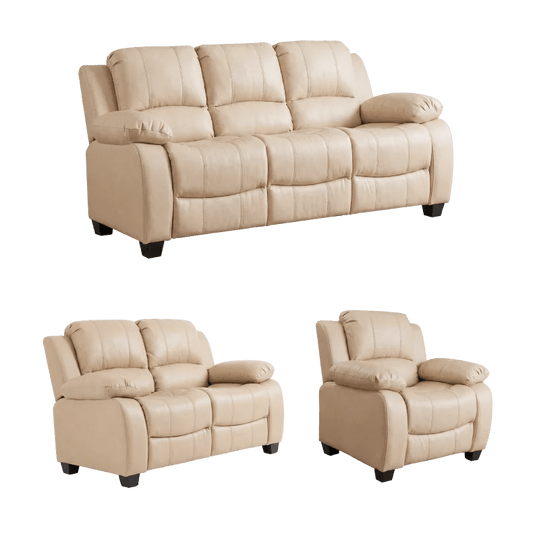 Valerie Cream Leather Modern 3+2+1 Seater Sofa Set - Furniture Instore