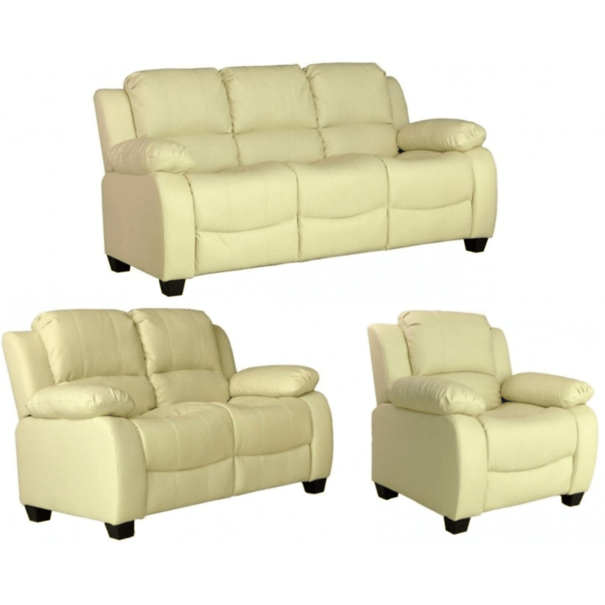 Valerie Cream Leather Modern 3+2+1 Seater Sofa Set - Furniture Instore
