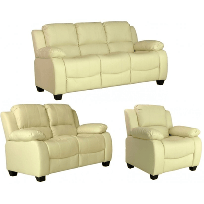 Valerie Cream Leather Modern 3+2+1 Seater Sofa Set - Furniture Instore