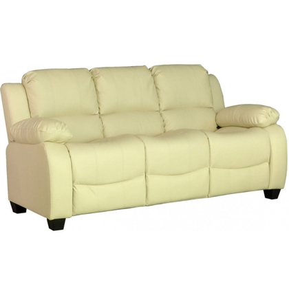 Valerie cream leather 3 seater sofa front view