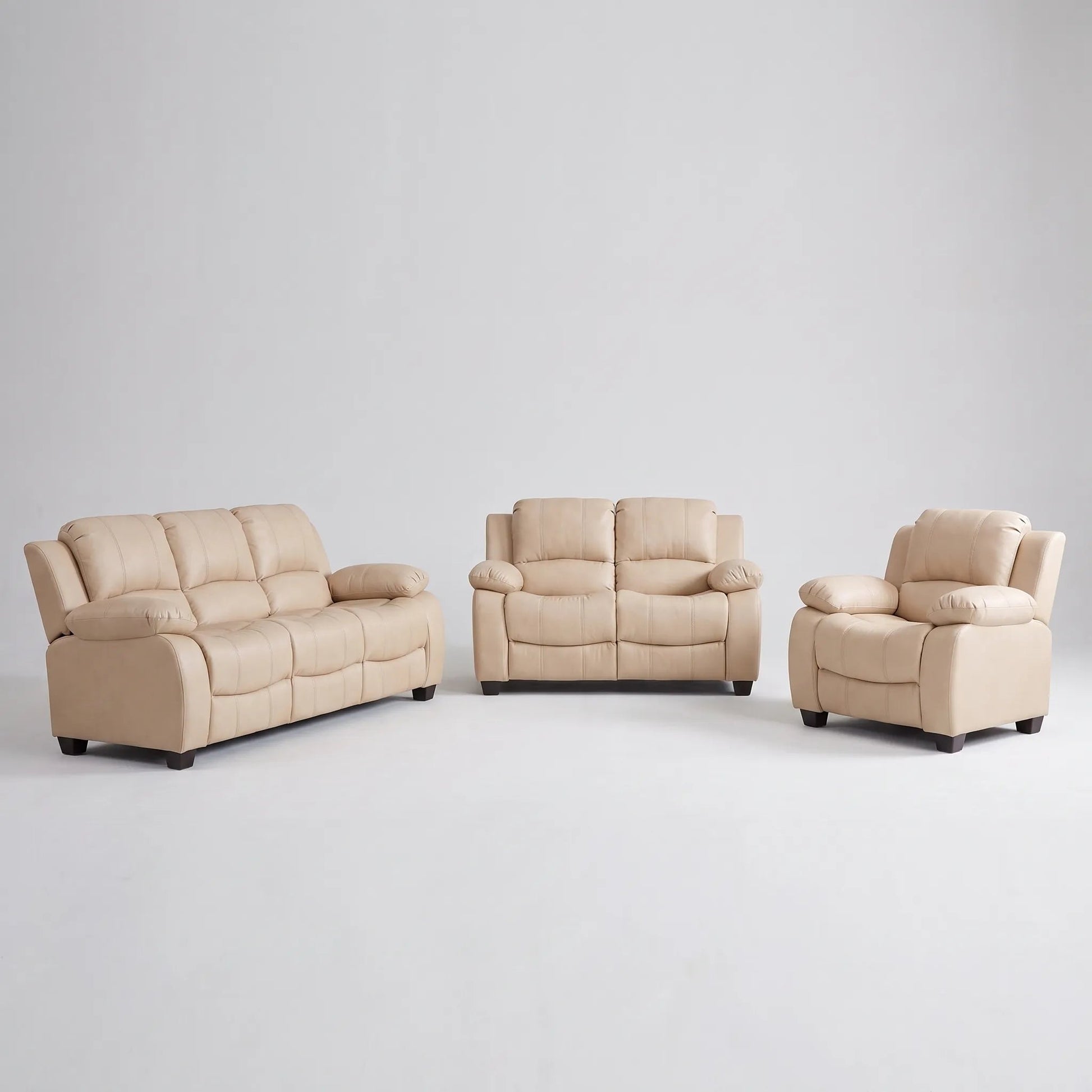 Valerie Cream Leather Modern 3+2+1 Seater Sofa Set - Furniture Instore