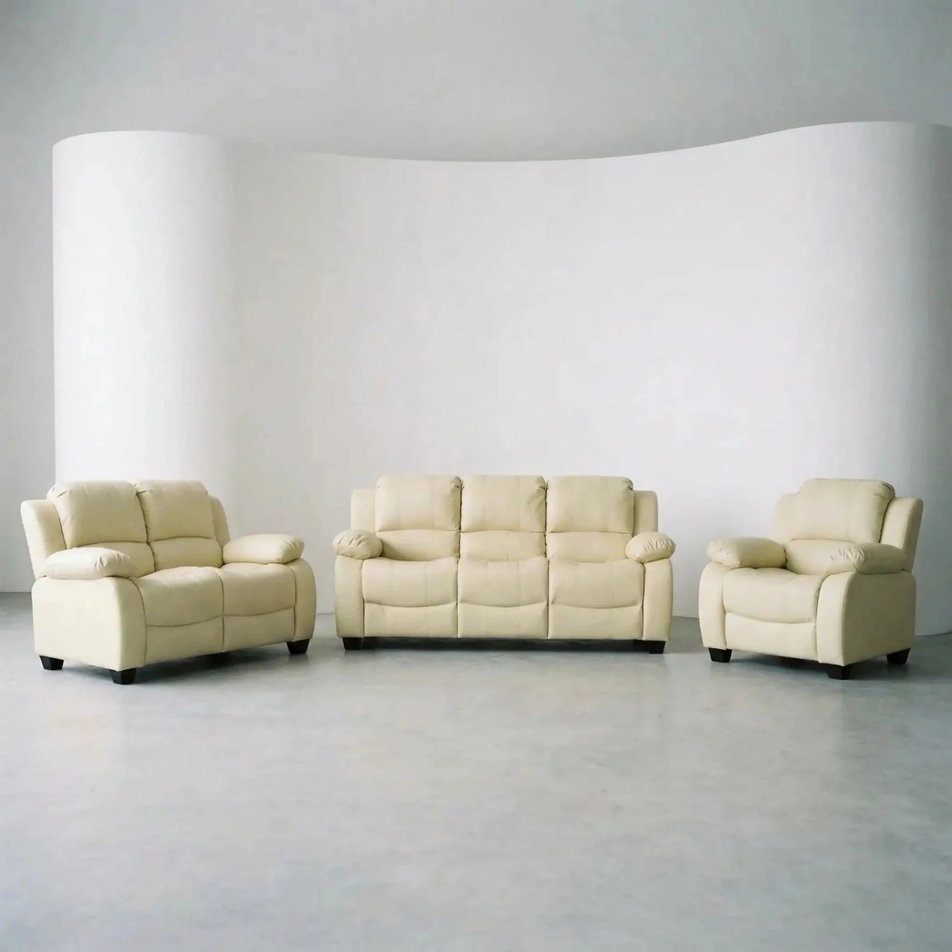 Valerie Cream Leather Modern 3+2+1 Seater Sofa Set - Furniture Instore
