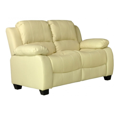 Valerie cream leather 2 seater sofa side view