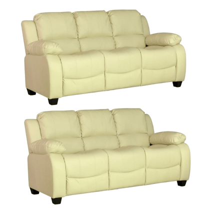 Valerie Cream Leather Modern 3+3 Seater Sofa Set - Furniture Instore
