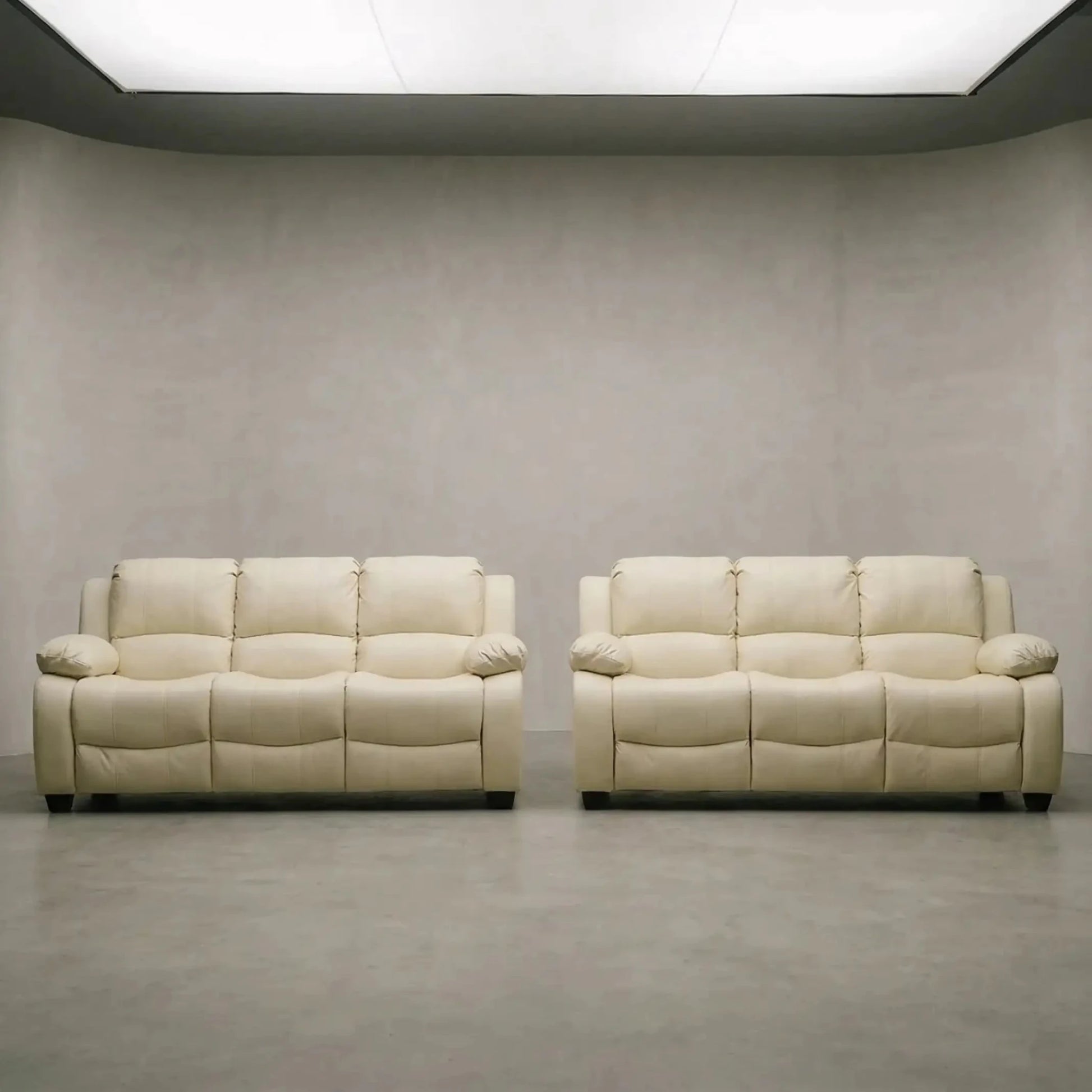 Valerie Cream Leather Modern 3+3 Seater Sofa Set - Furniture Instore