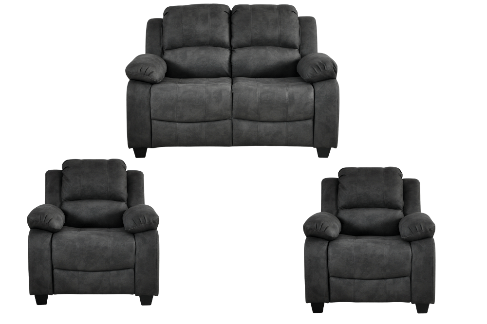 Valerie Charcoal Fabric 2+1+1 Seater Sofa Set - Furniture Instore