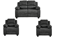 Valerie Charcoal Fabric 2+1+1 Seater Sofa Set