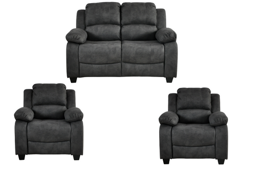 Valerie Charcoal Fabric 2+1+1 Seater Sofa Set