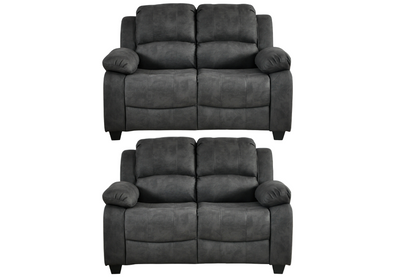 Modern dark grey fabric sofa set – 2+2 configuration with two seater and another two seater sofas  on white background, contemporary upholstered living room furniture