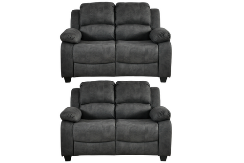 Valerie Charcoal Fabric 2+2 Seater Sofa Set