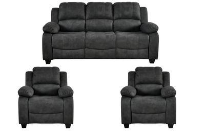 Valerie Charcoal Fabric 3+1+1 Seater Sofa Set
