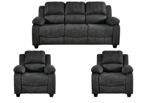 Valerie Charcoal Fabric 3+1+1 Seater Sofa Set