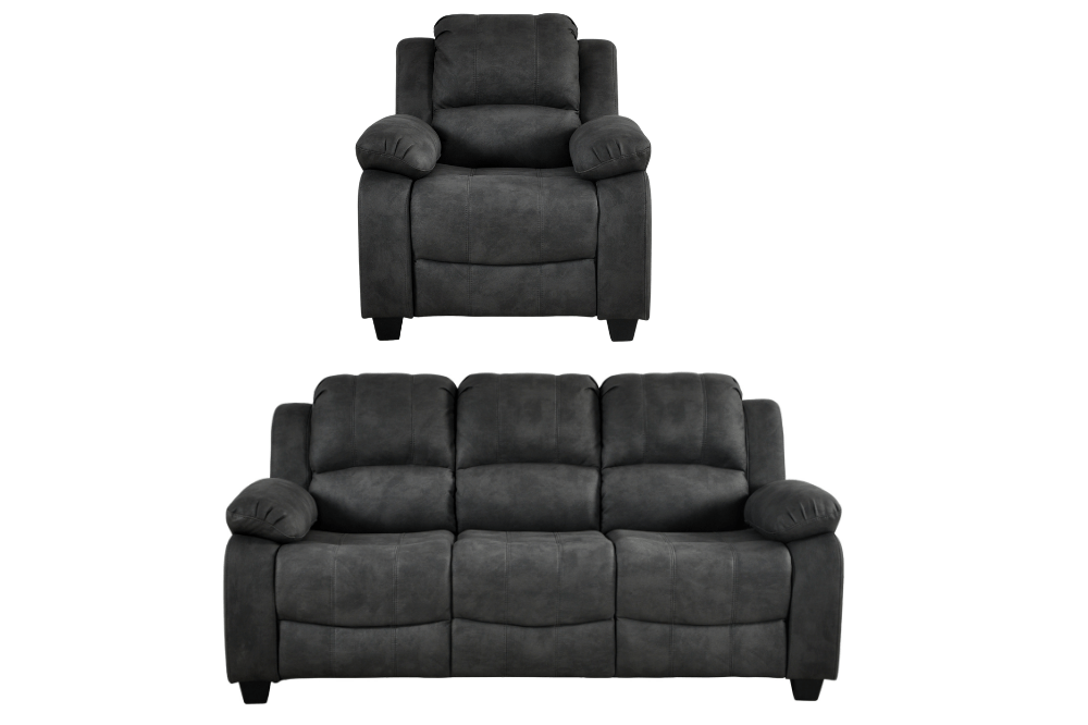 Valerie Charcoal Fabric 3+1 Seater Sofa Set - Furniture Instore