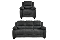 Valerie Charcoal Fabric 3+1 Seater Sofa Set