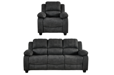 Valerie Charcoal Fabric 3+1 Seater Sofa Set