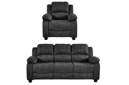 Valerie Charcoal Fabric 3+1 Seater Sofa Set - Furniture Instore