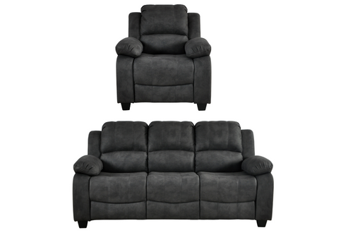 Valerie Charcoal Fabric 3+1 Seater Sofa Set