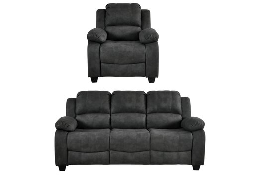 Valerie Charcoal Fabric 3+1 Seater Sofa Set - Furniture Instore