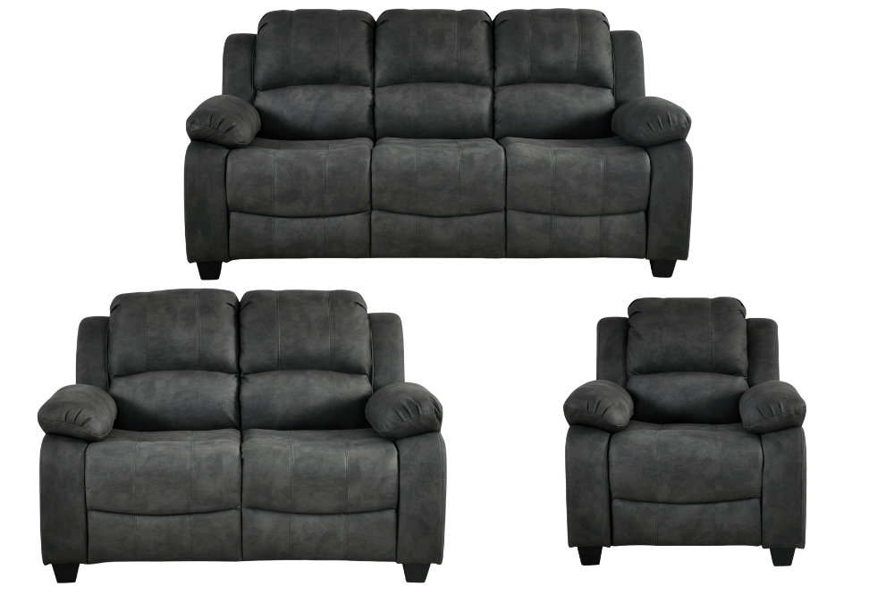 Valerie Charcoal Fabric 3+2+1 Seater Sofa Set - Furniture Instore