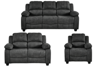 Valerie Charcoal Fabric 3+2+1 Seater Sofa Set