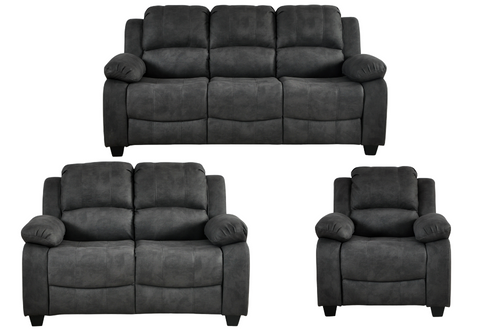 Valerie Charcoal Fabric 3+2+1 Seater Sofa Set