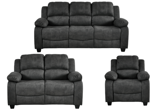 Valerie Charcoal Fabric 3+2+1 Seater Sofa Set - Furniture Instore