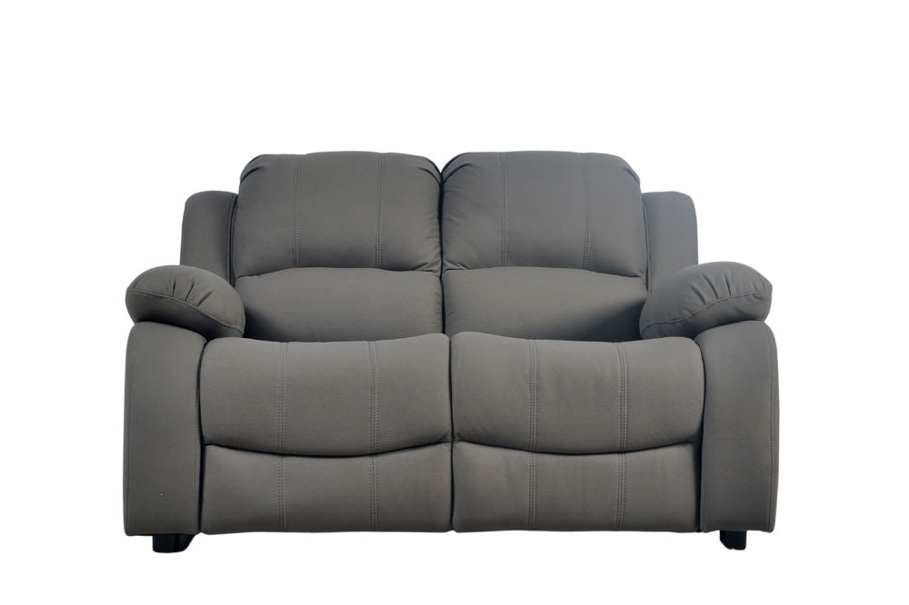Modern light grey fabric 2 seater sofa on white background – contemporary upholstered couch for stylish living room decor