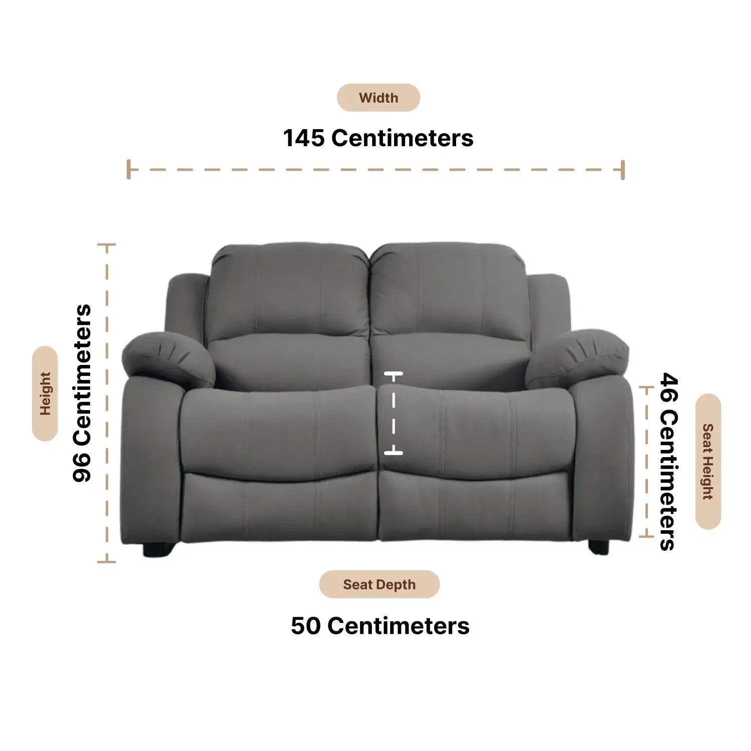 Valerie Grey Fabric 2 Seater Sofa - Furniture Instore