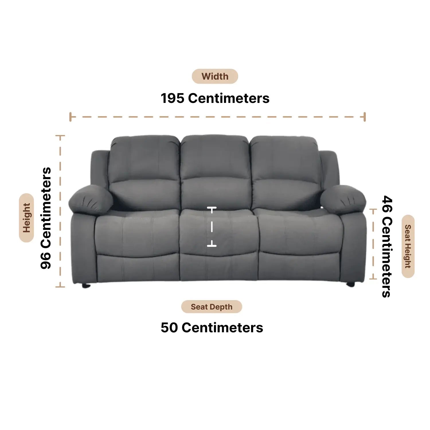 Valerie Grey Fabric 3 Seater Sofa - Furniture Instore