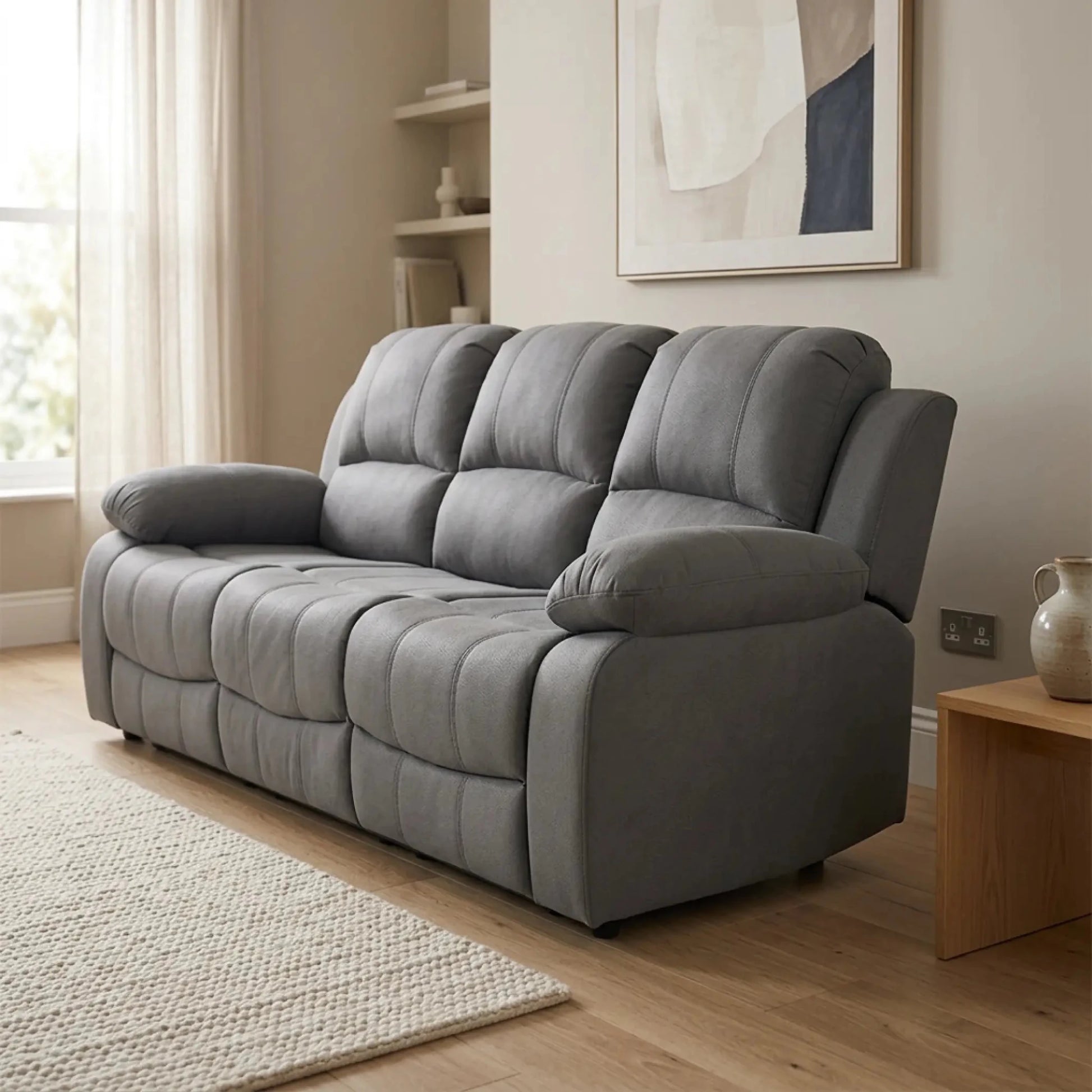 Valerie Grey Fabric 3 Seater Sofa - Furniture Instore