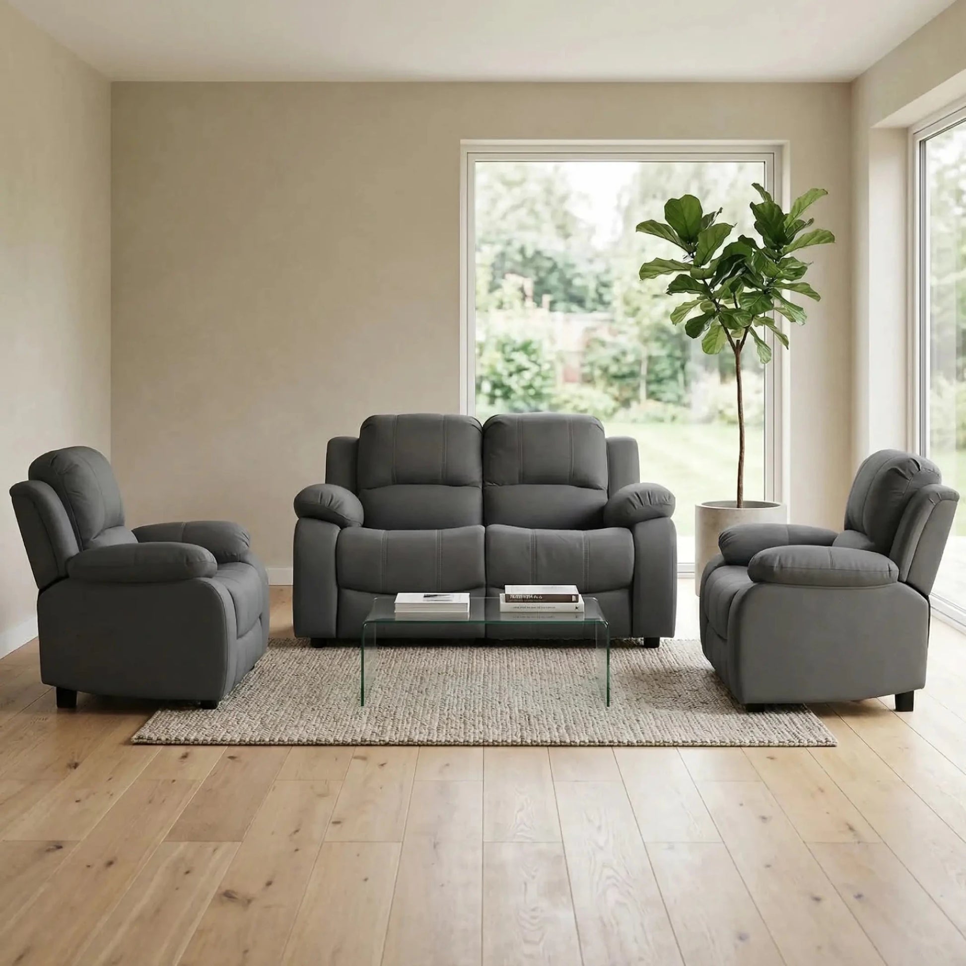 Valerie Grey Fabric Sofa Modern 2+1+1 Seater Sofa Set - Furniture Instore