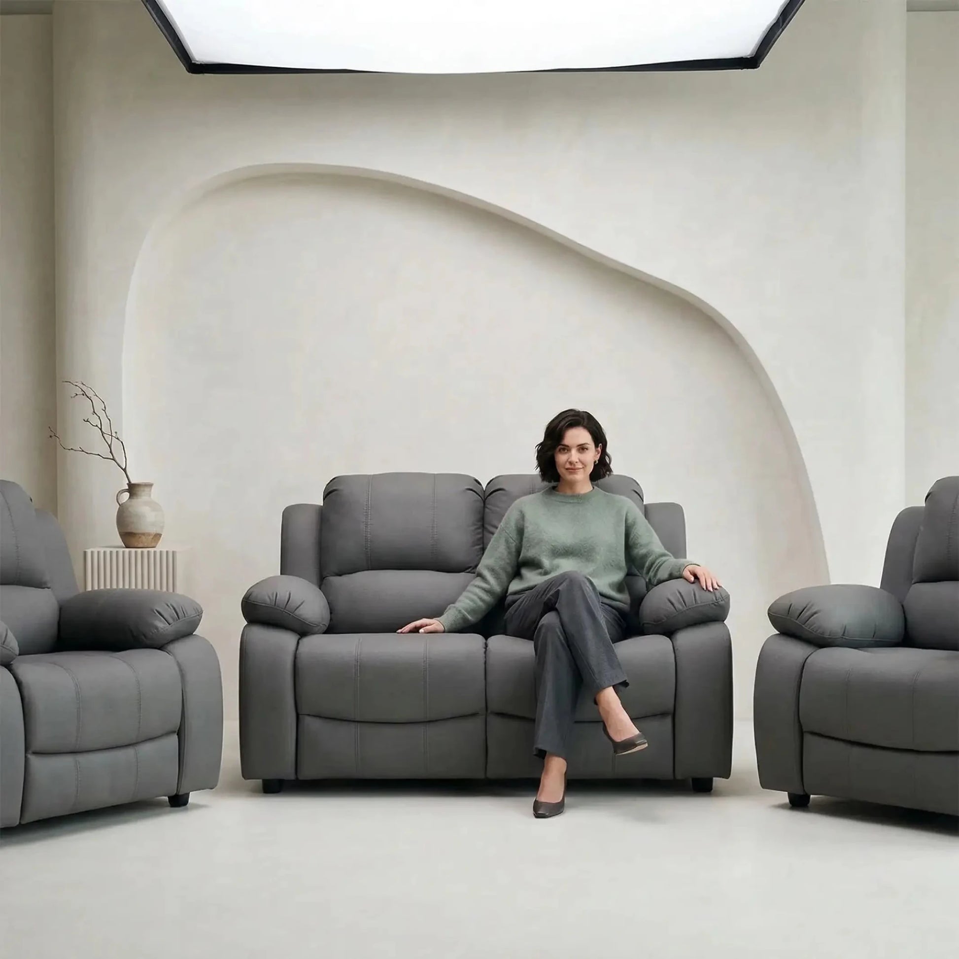 Valerie Grey Fabric Sofa Modern 2+1+1 Seater Sofa Set - Furniture Instore