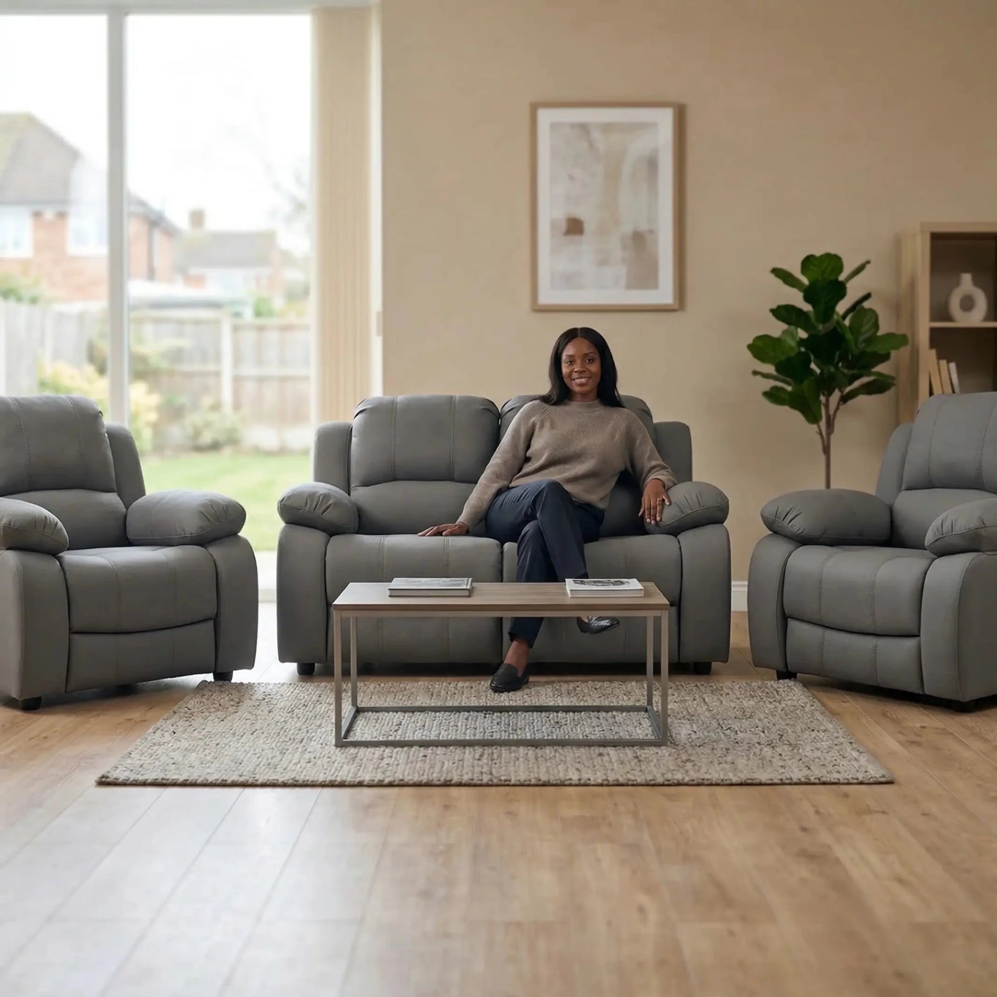 Valerie Grey Fabric Sofa Modern 2+1+1 Seater Sofa Set - Furniture Instore