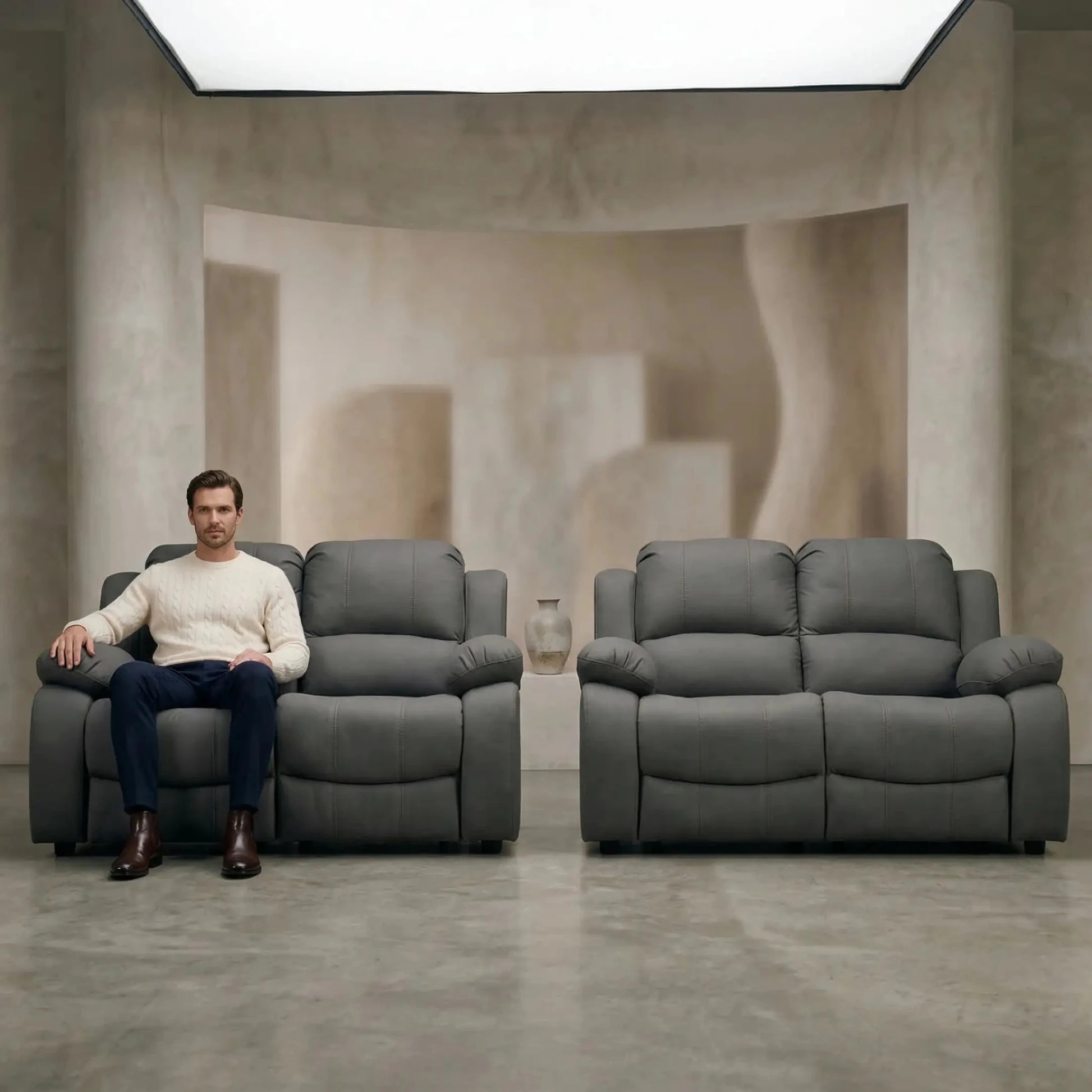 Valerie Grey Fabric Sofa Modern 2+2 Seater Sofa Set - Furniture Instore