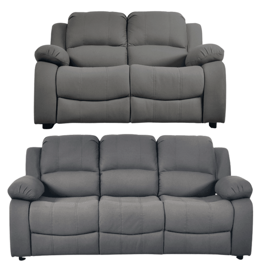 Two gray sofas on a white background