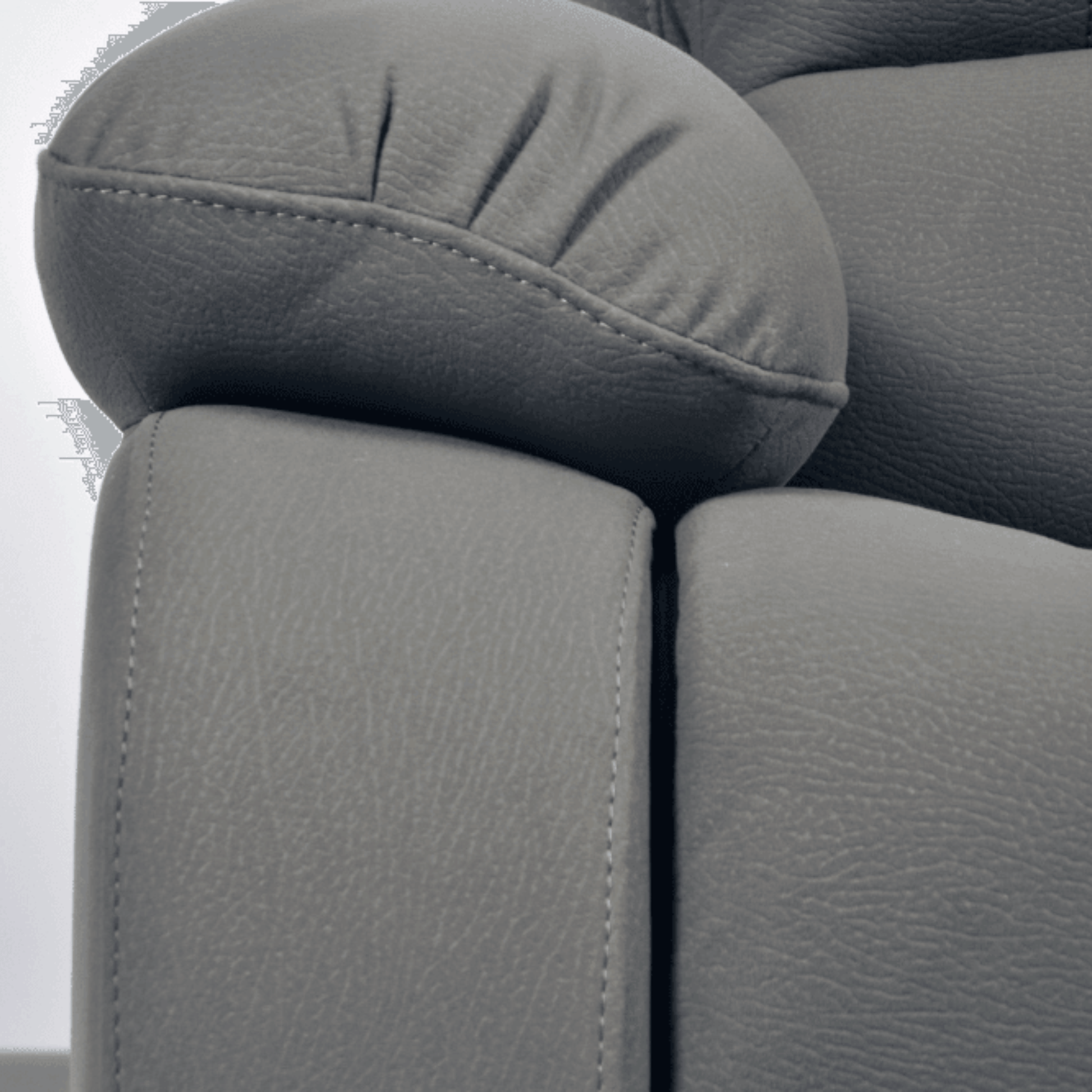 Close-up of gray car seat with headrest