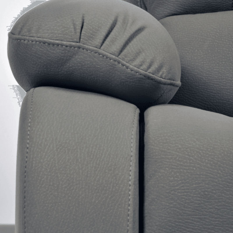 Close-up of gray car seat with headrest