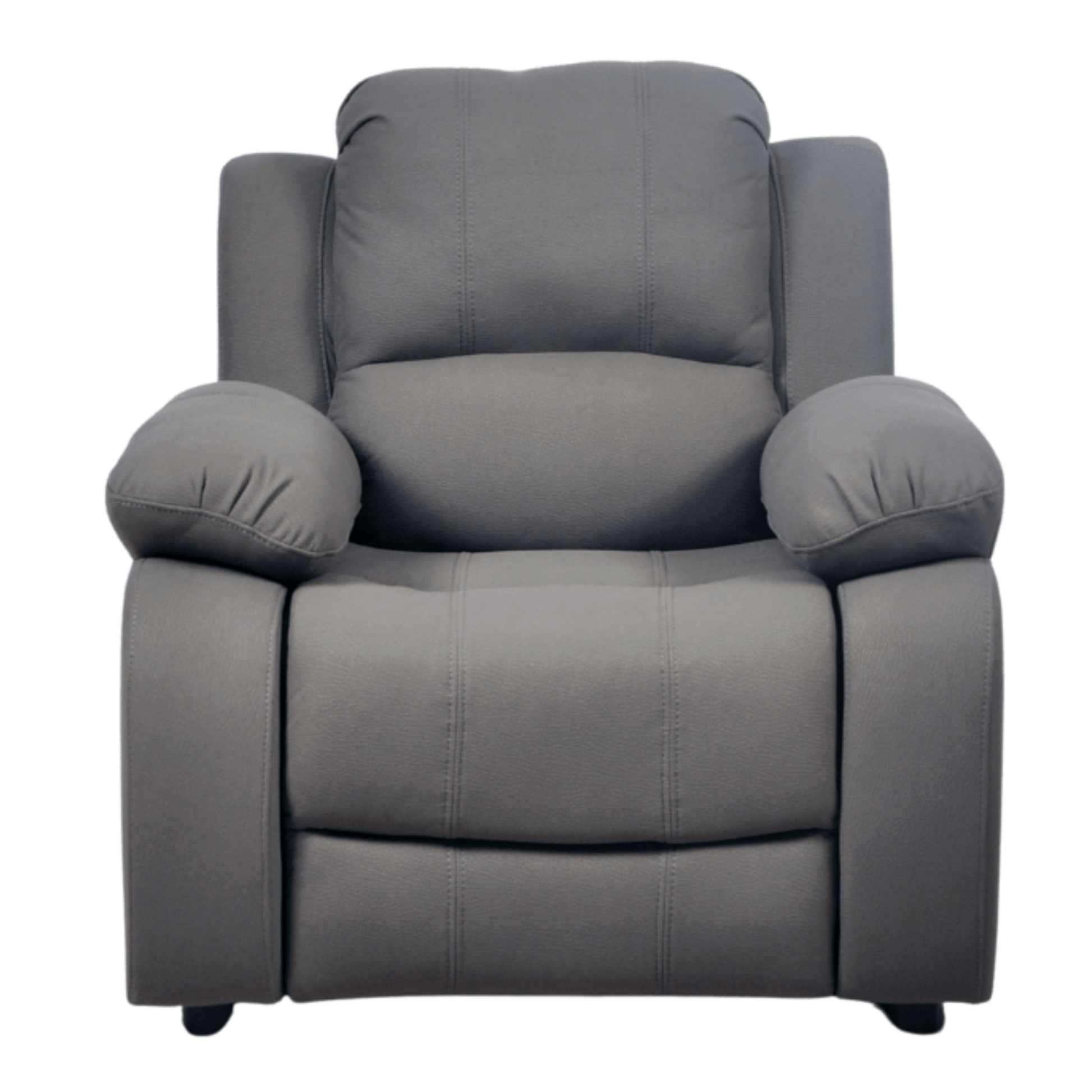 Gray recliner chair on a white background
