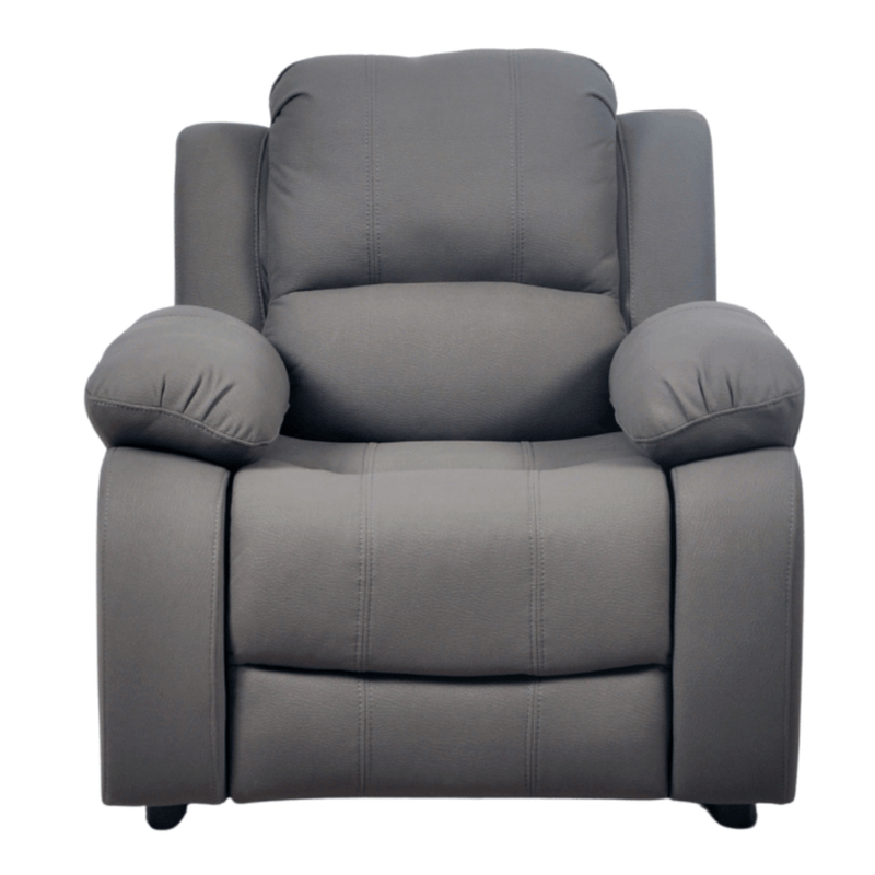 Gray recliner chair on a white background