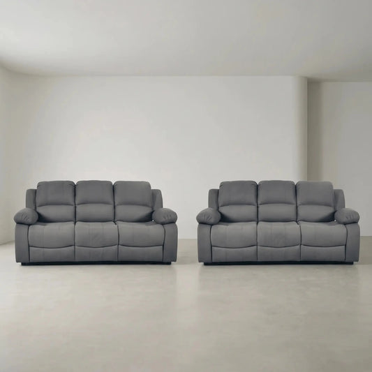 Valerie Grey Fabric Sofa Modern 3+3 Seater Sofa Set - Furniture Instore