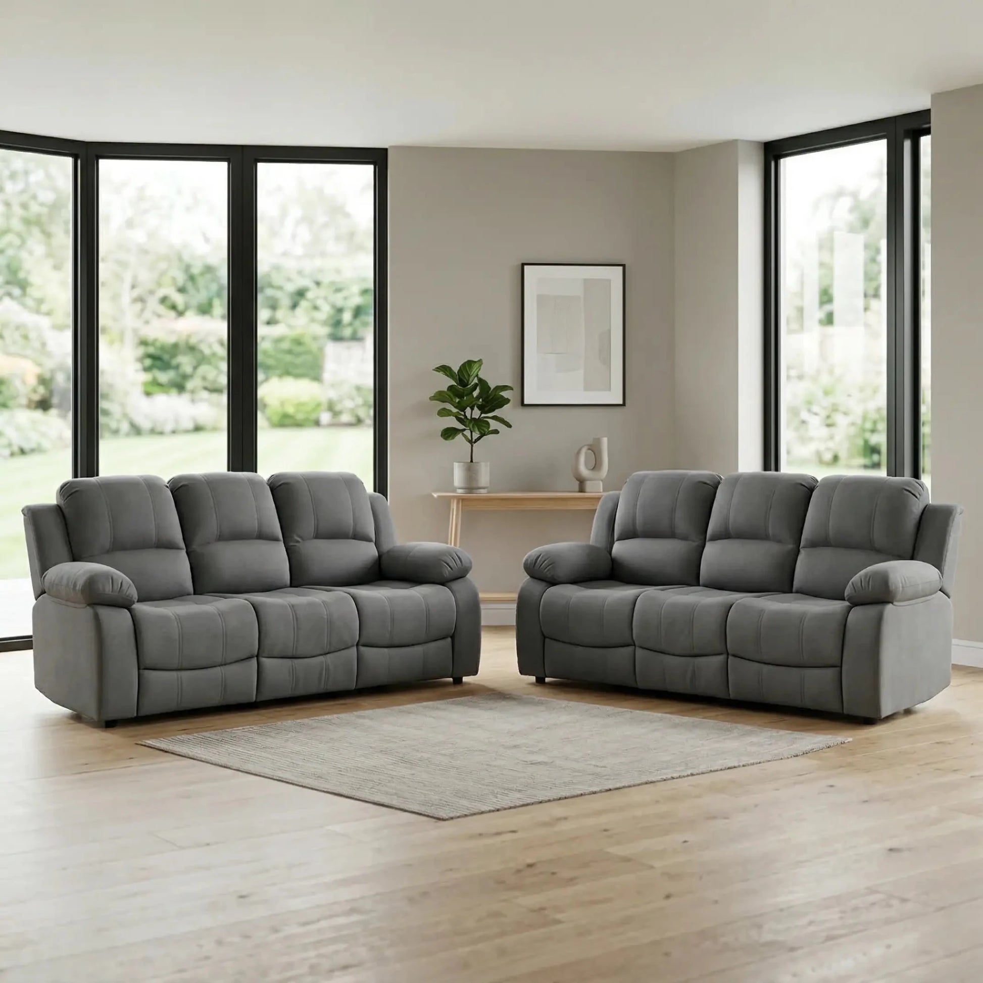 Valerie Grey Fabric Sofa Modern 3+3 Seater Sofa Set - Furniture Instore