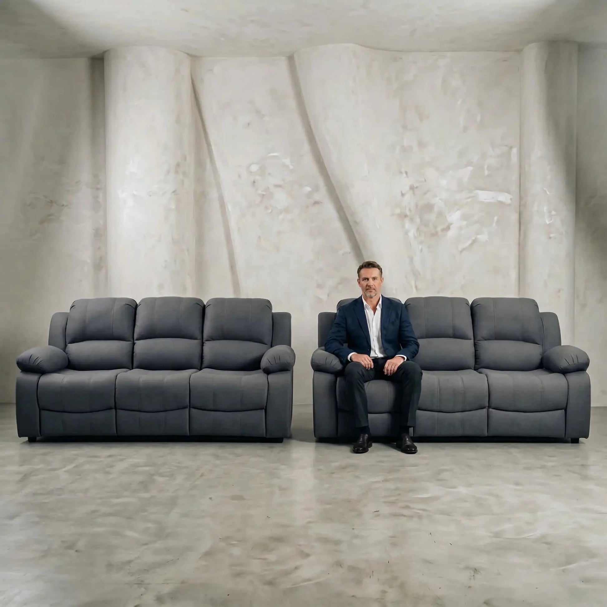 Valerie Grey Fabric Sofa Modern 3+3 Seater Sofa Set - Furniture Instore