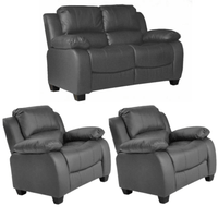 Valerie Grey Leather 2+1+1 Seater Sofa Set