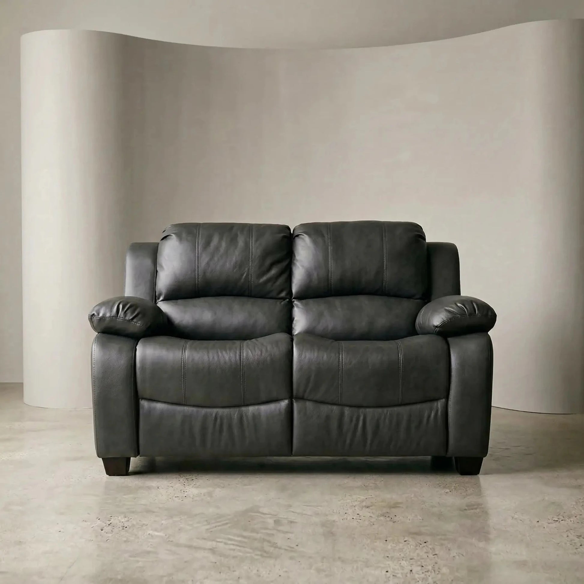 Valerie Grey Leather 2 Seater Sofa - Furniture Instore