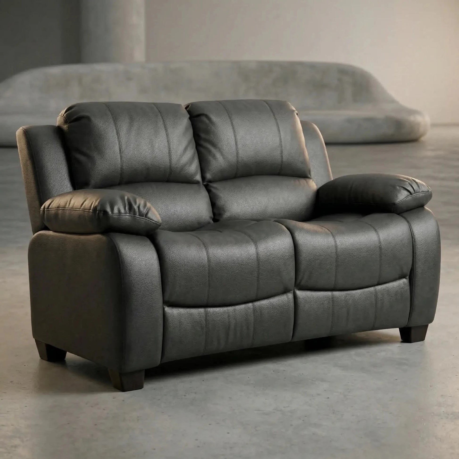 Valerie Grey Leather 2 Seater Sofa - Furniture Instore