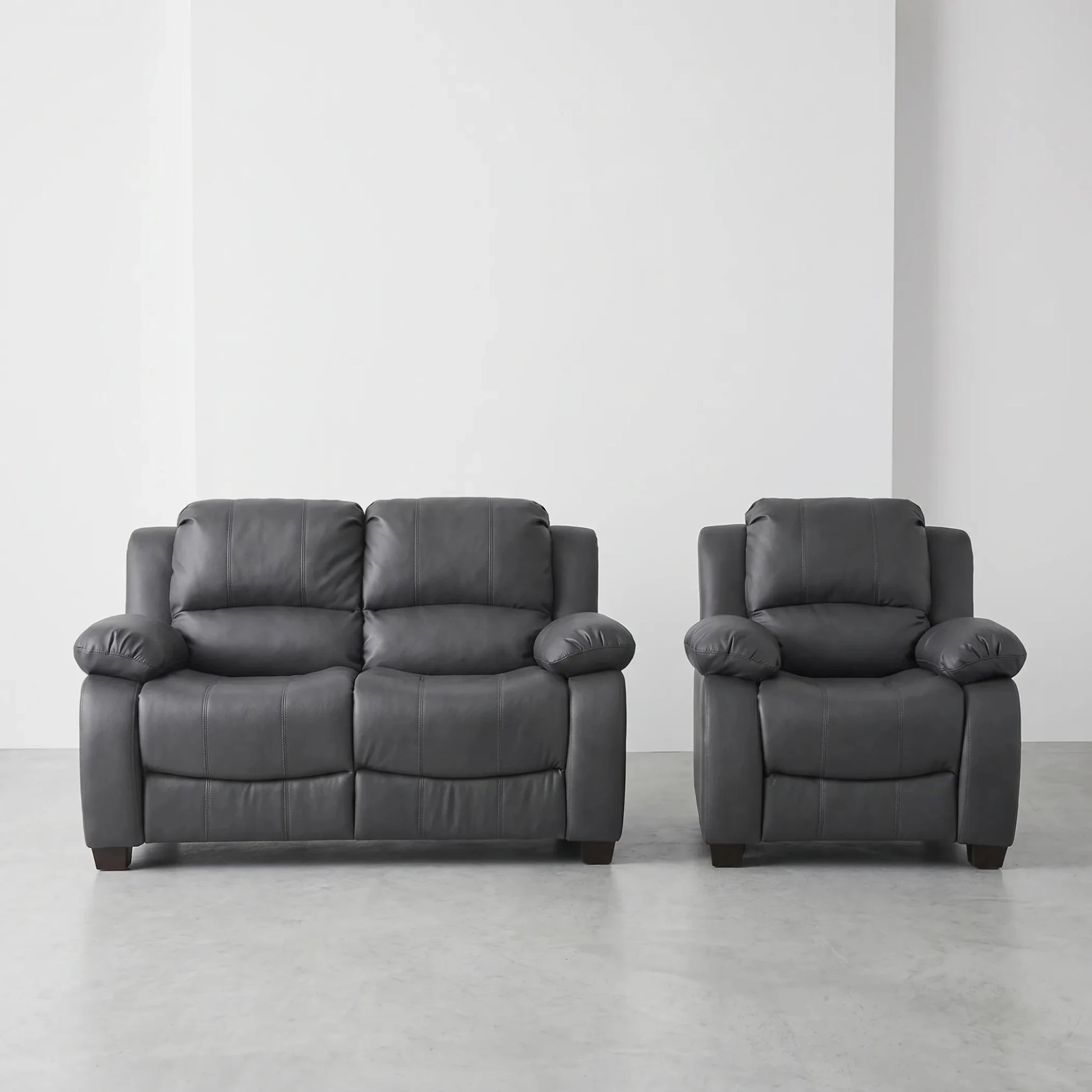 Valerie Grey Leather 2+1 Seater Sofa Set - Furniture Instore