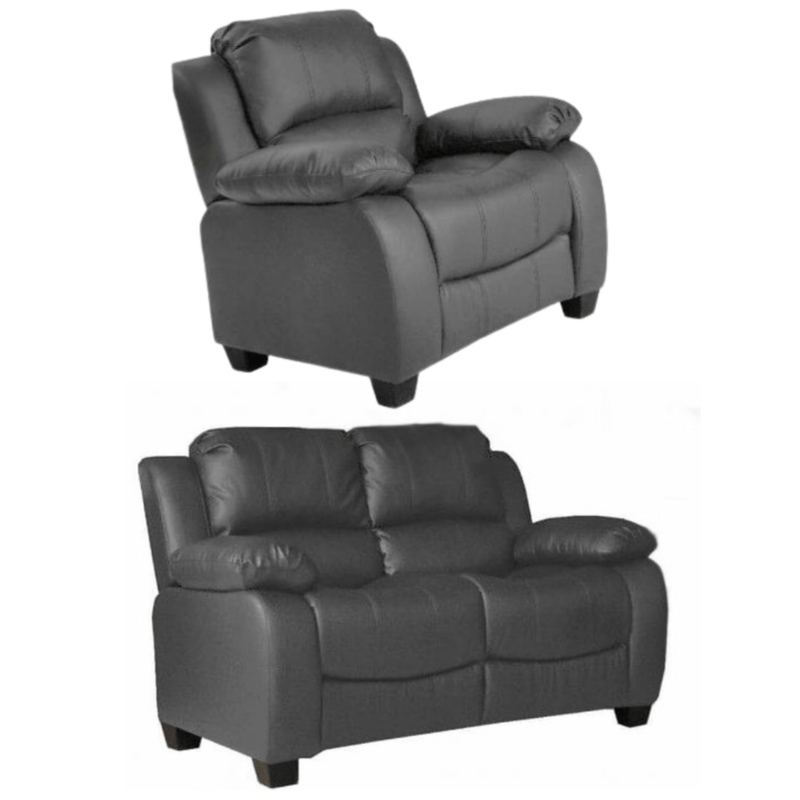 Valerie Grey Leather 2+1 Seater Sofa Set - Furniture Instore