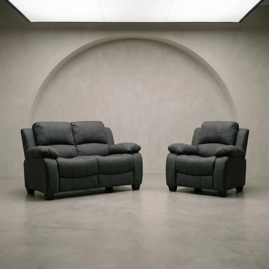 Valerie Grey Leather 2+1 Seater Sofa Set - Furniture Instore