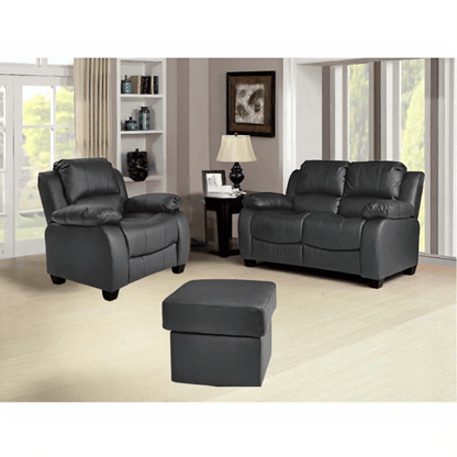 Valerie Grey Leather 2+1 Seater Sofa Set - Furniture Instore