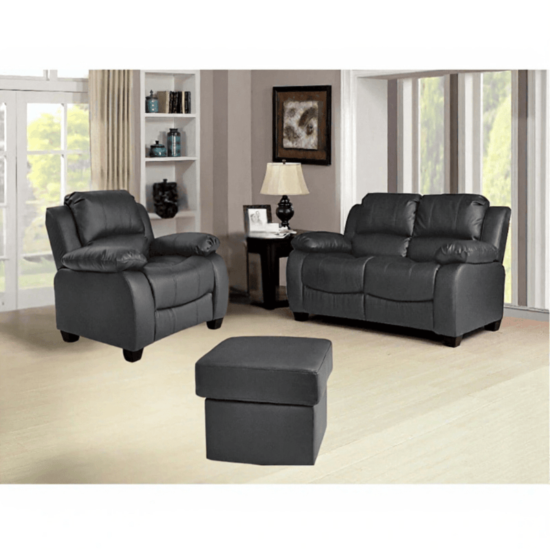 Valerie Grey Leather 2+1 Seater Sofa Set - Furniture Instore